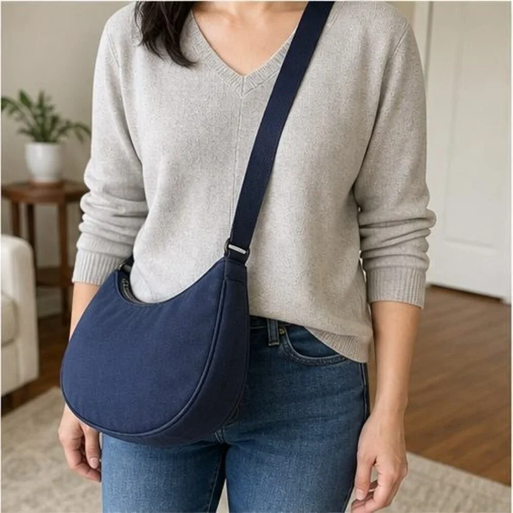 Navy Canvas Crossbody Bag